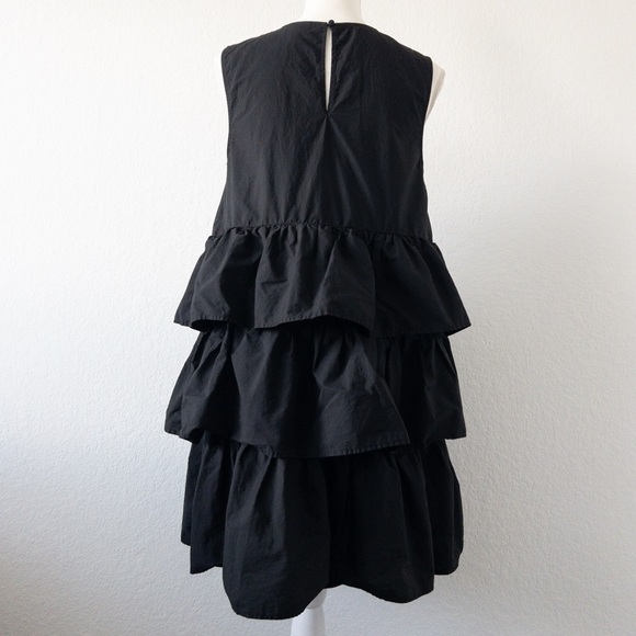 Who What Wear Black Sleeveless Tiered Ruffle Midi Dress Women’s Size Medium - Picture 4 of 11
